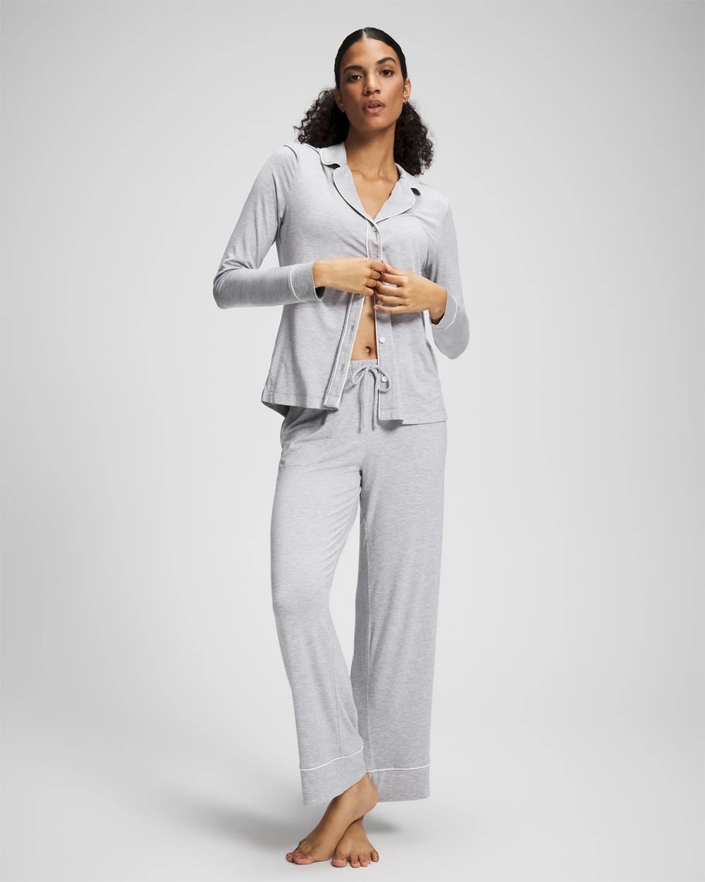 Cool Nights Solid Piped Pajama Pants