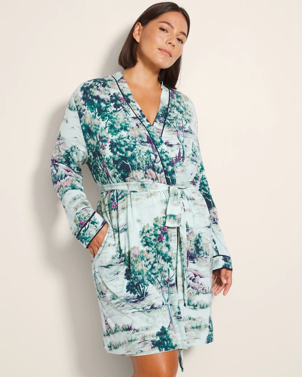 Cool Nights Piped Short Robe