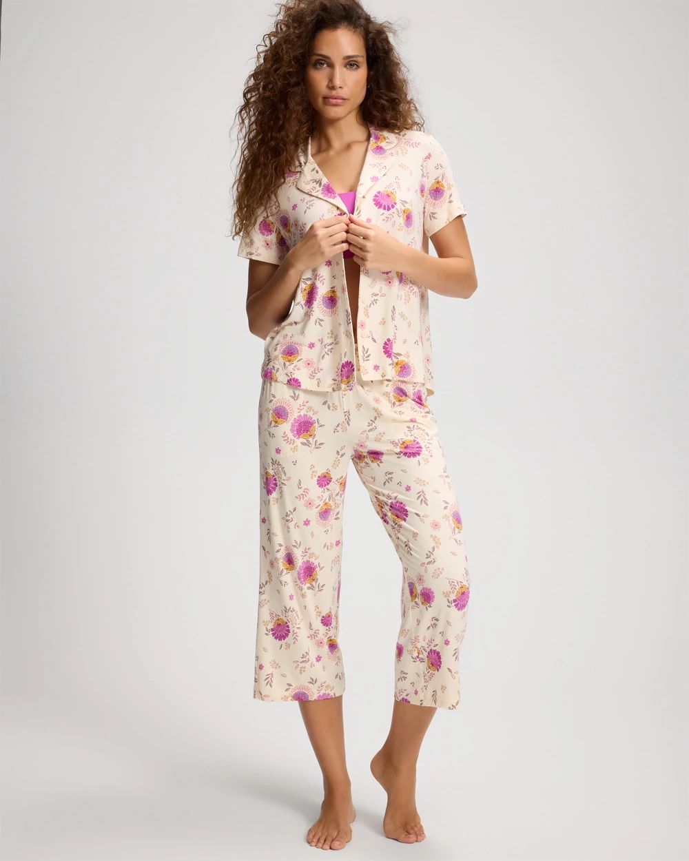 Cool Nights Short Sleeve Notch Collar Pajama Top