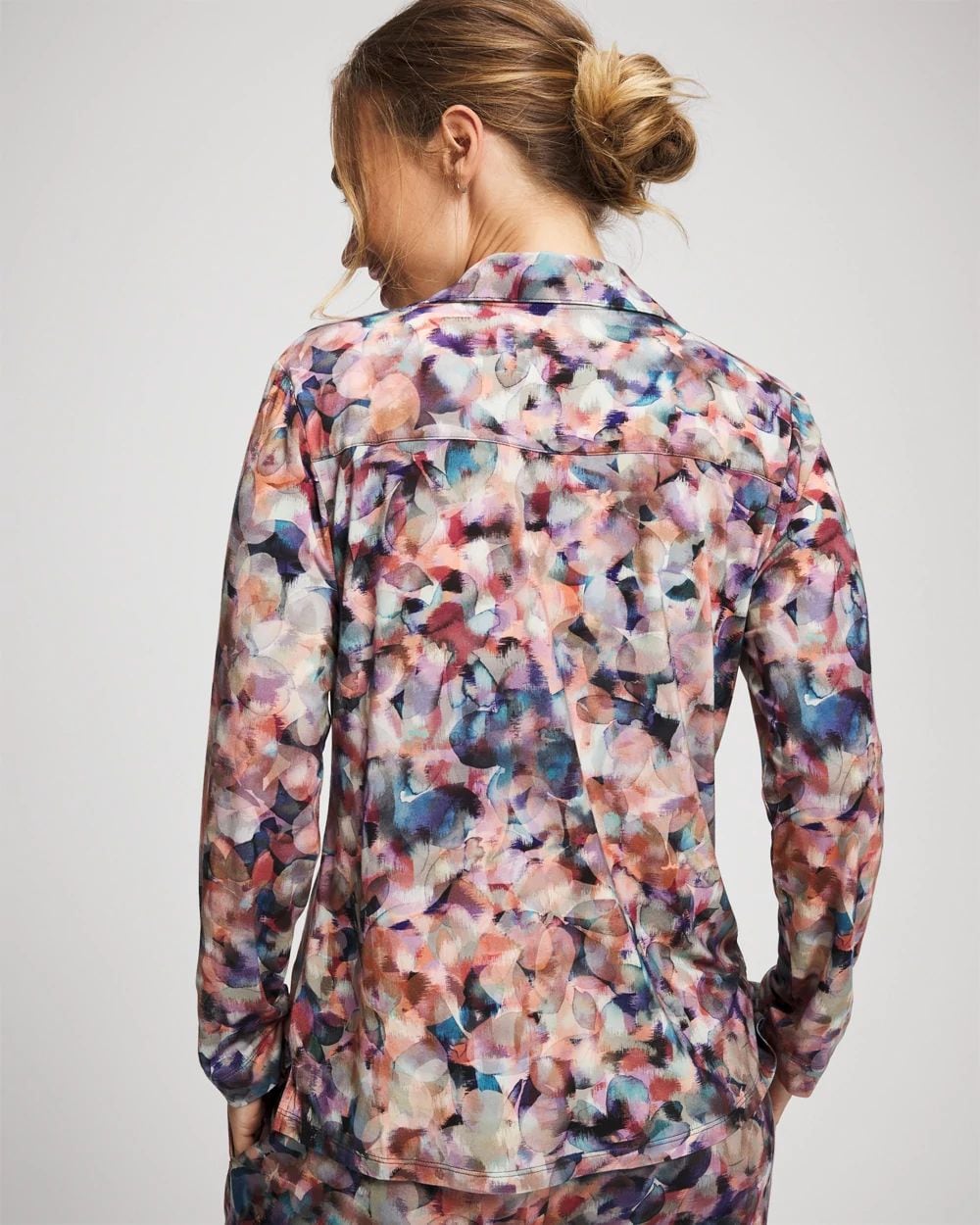 Long-Sleeve Notch Collar Pajama Top click to view larger image.