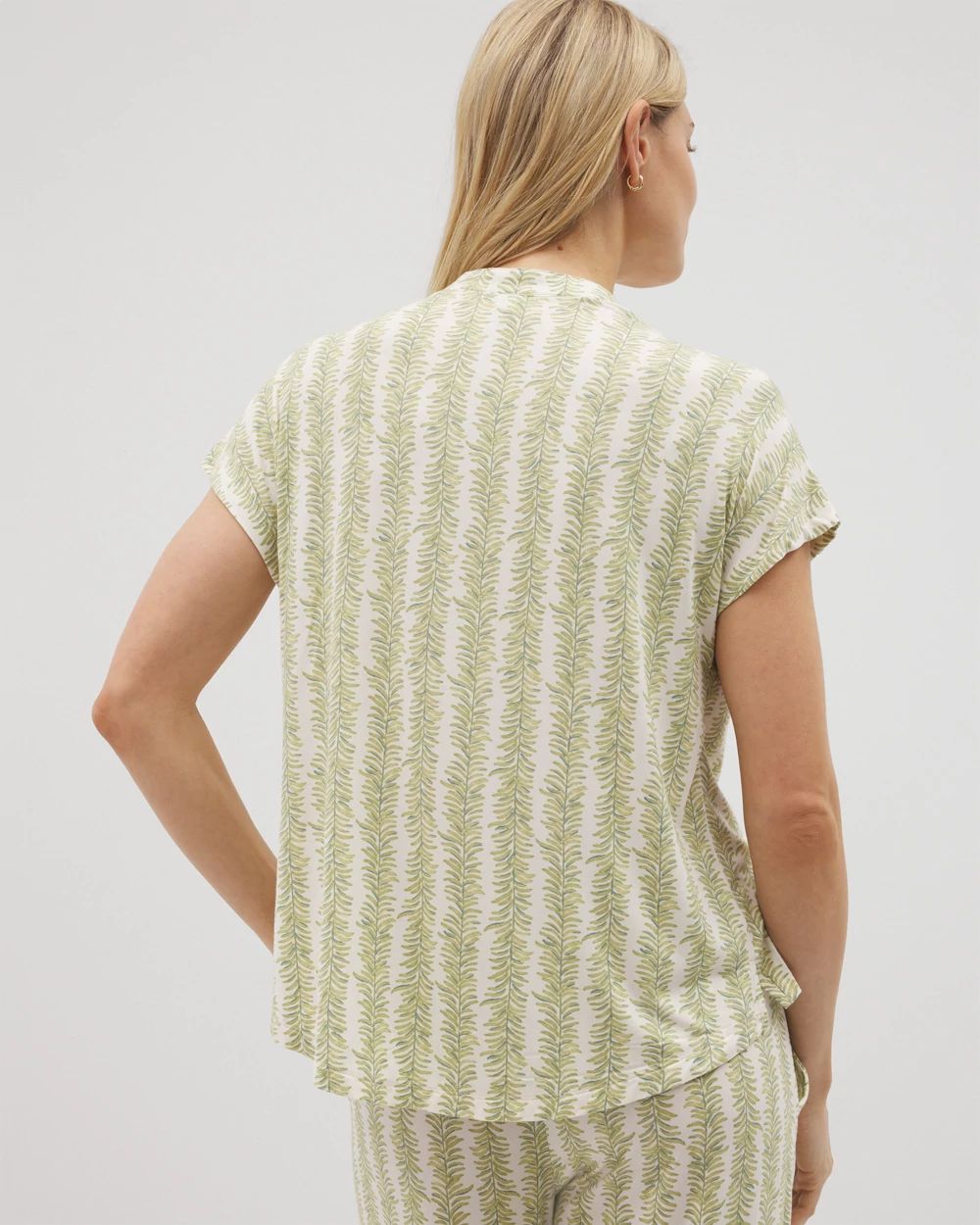 Cool Nights Mandarin Collar Short Sleeve Pajama Top