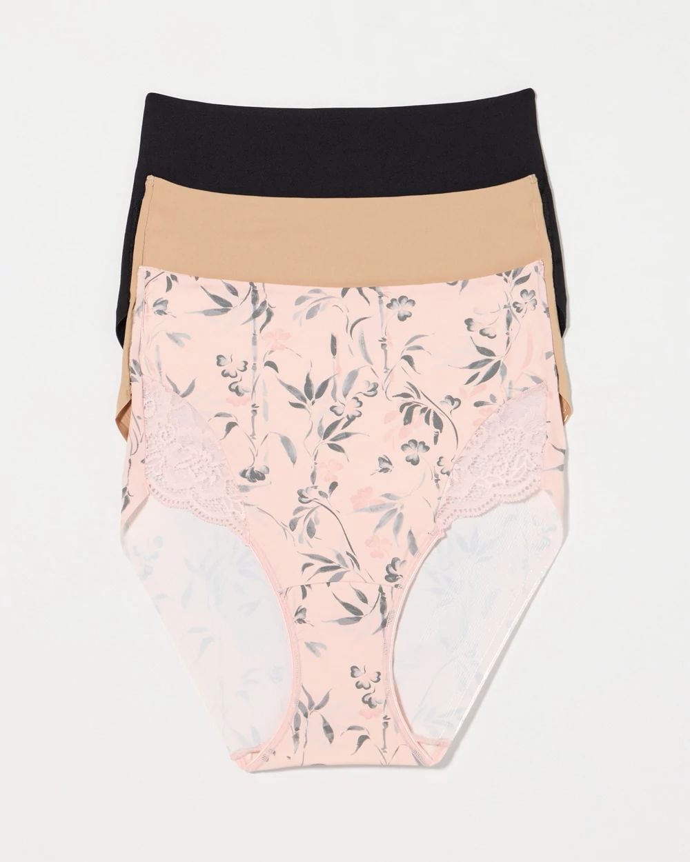 Vanishing Tummy High-Waist Brief Panty with Lace 3 Pack