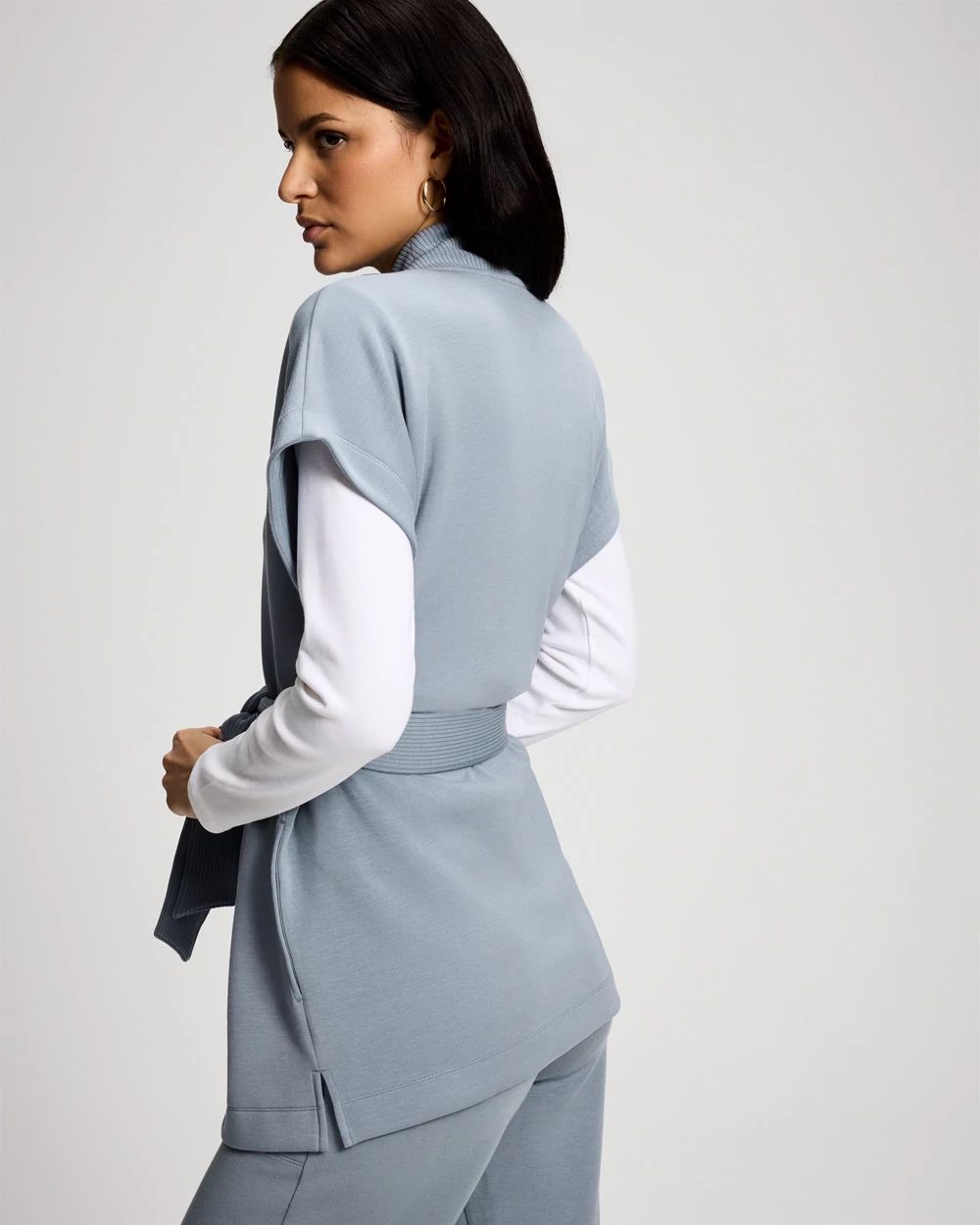 Modern Modal Relaxed Belted Wrap Vest click to view larger image.
