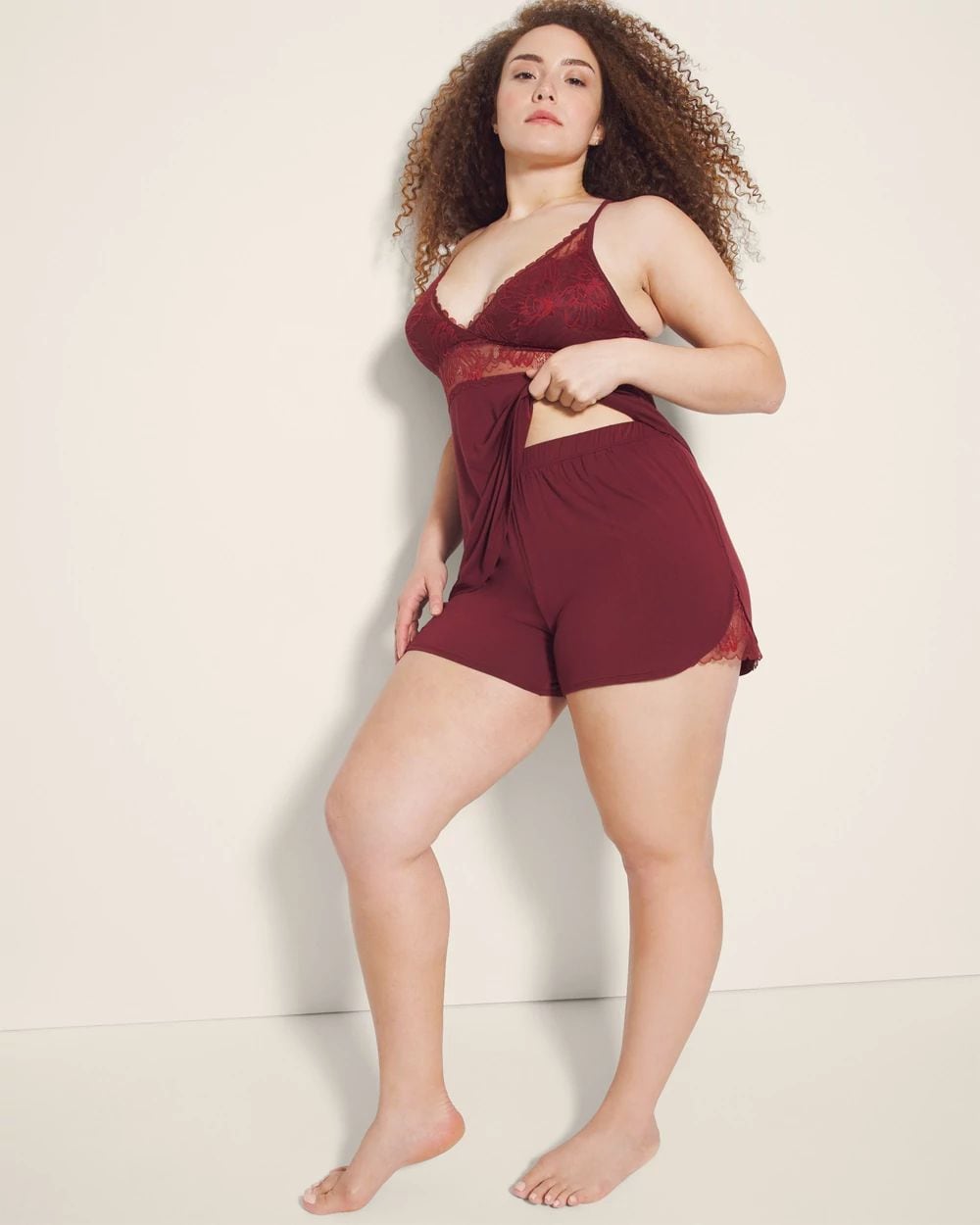 Lace Trim Pajama Shorts