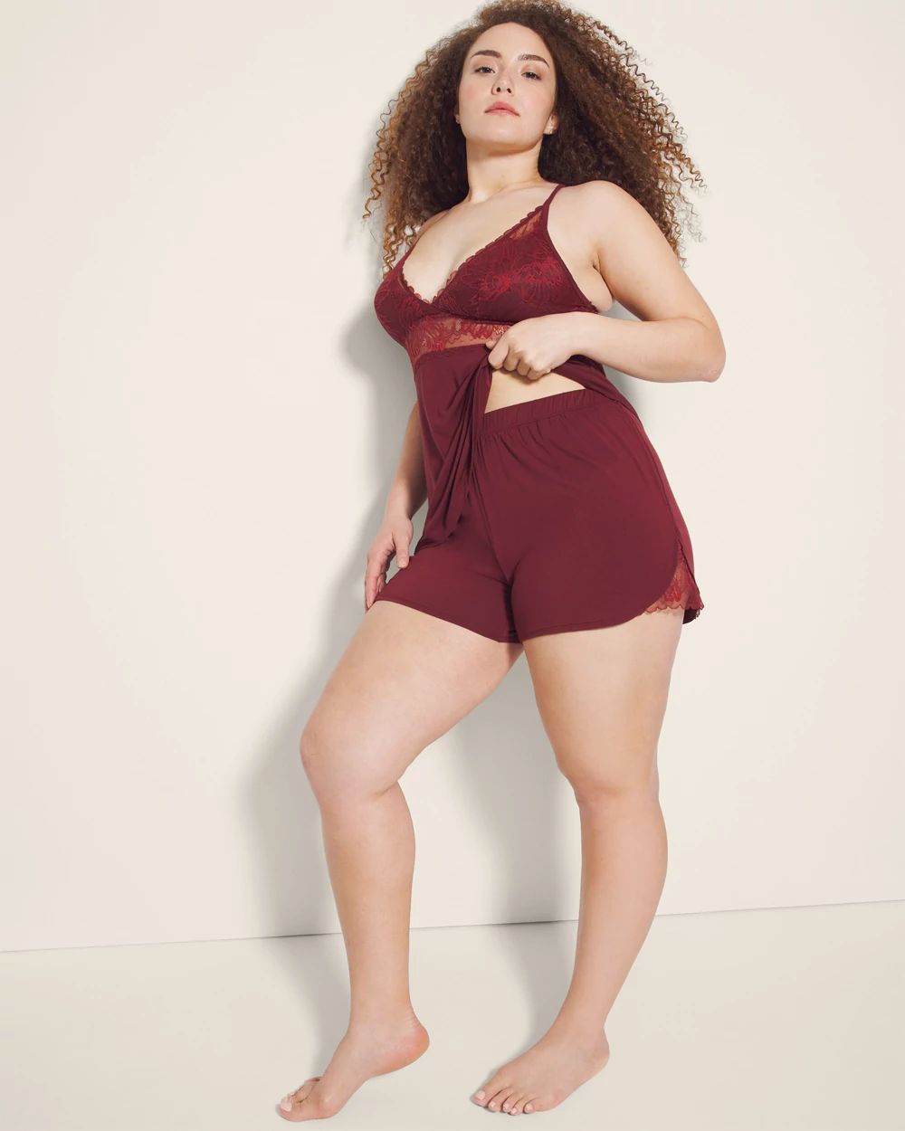 Lace Trim Pajama Shorts