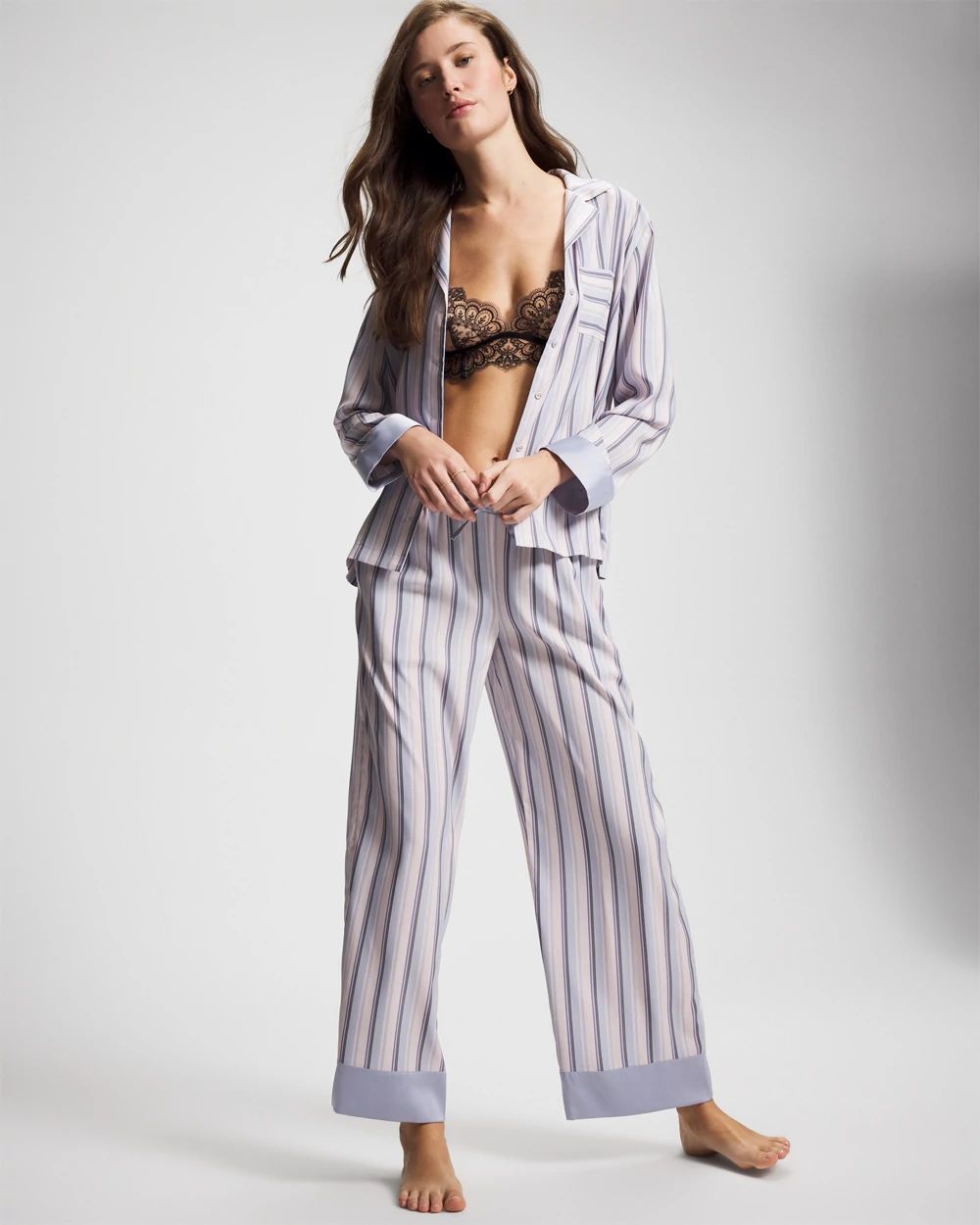 Satin Long-Sleeve Notch Collar