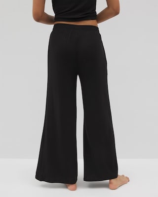 Lightweight Rib Knit Wide Leg Pajama Pants click to view larger image.
