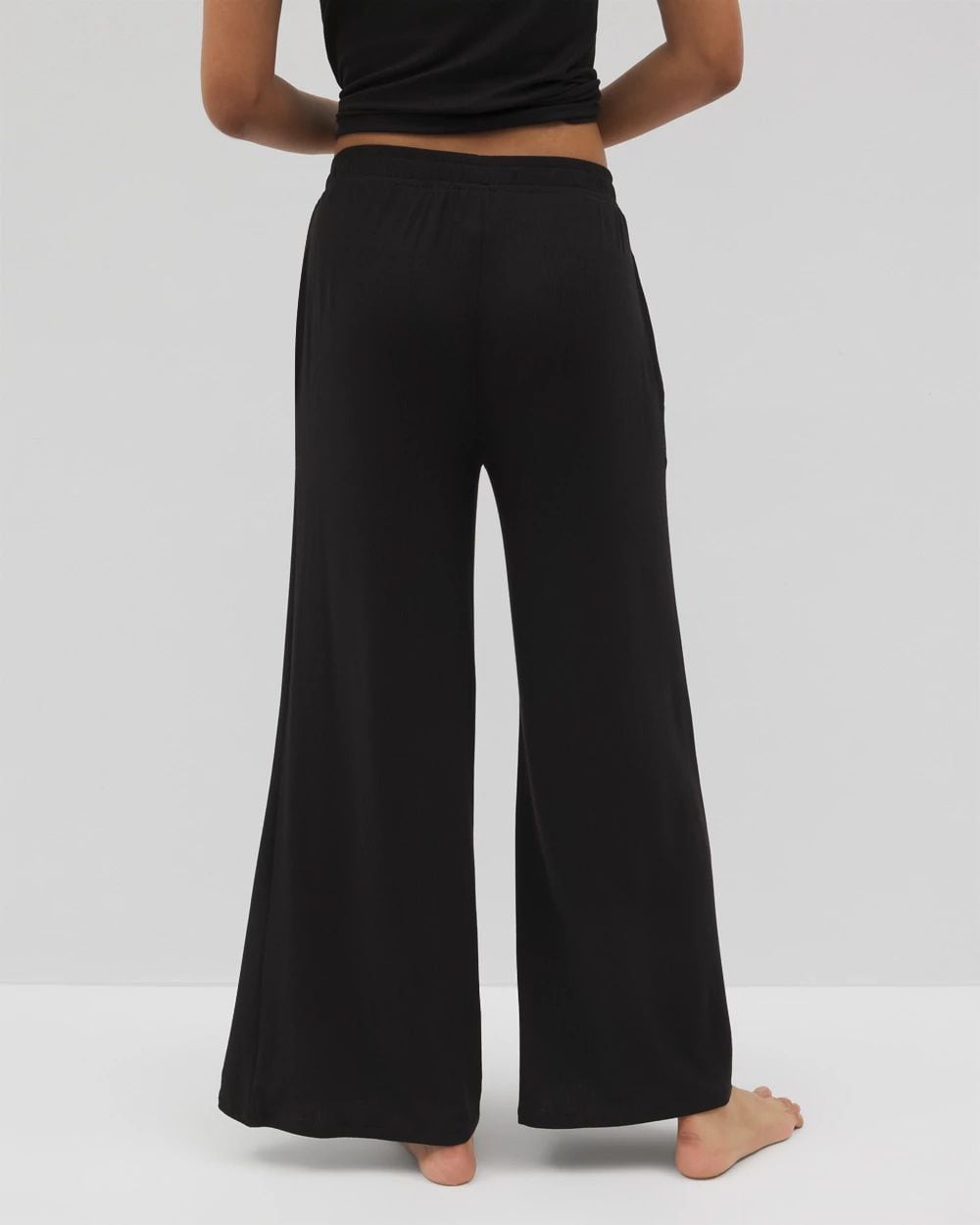 Lightweight Rib Knit Wide Leg Pajama Pants