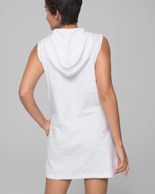 Sail Away Puff Zip Front Hoodie Dress Coverup