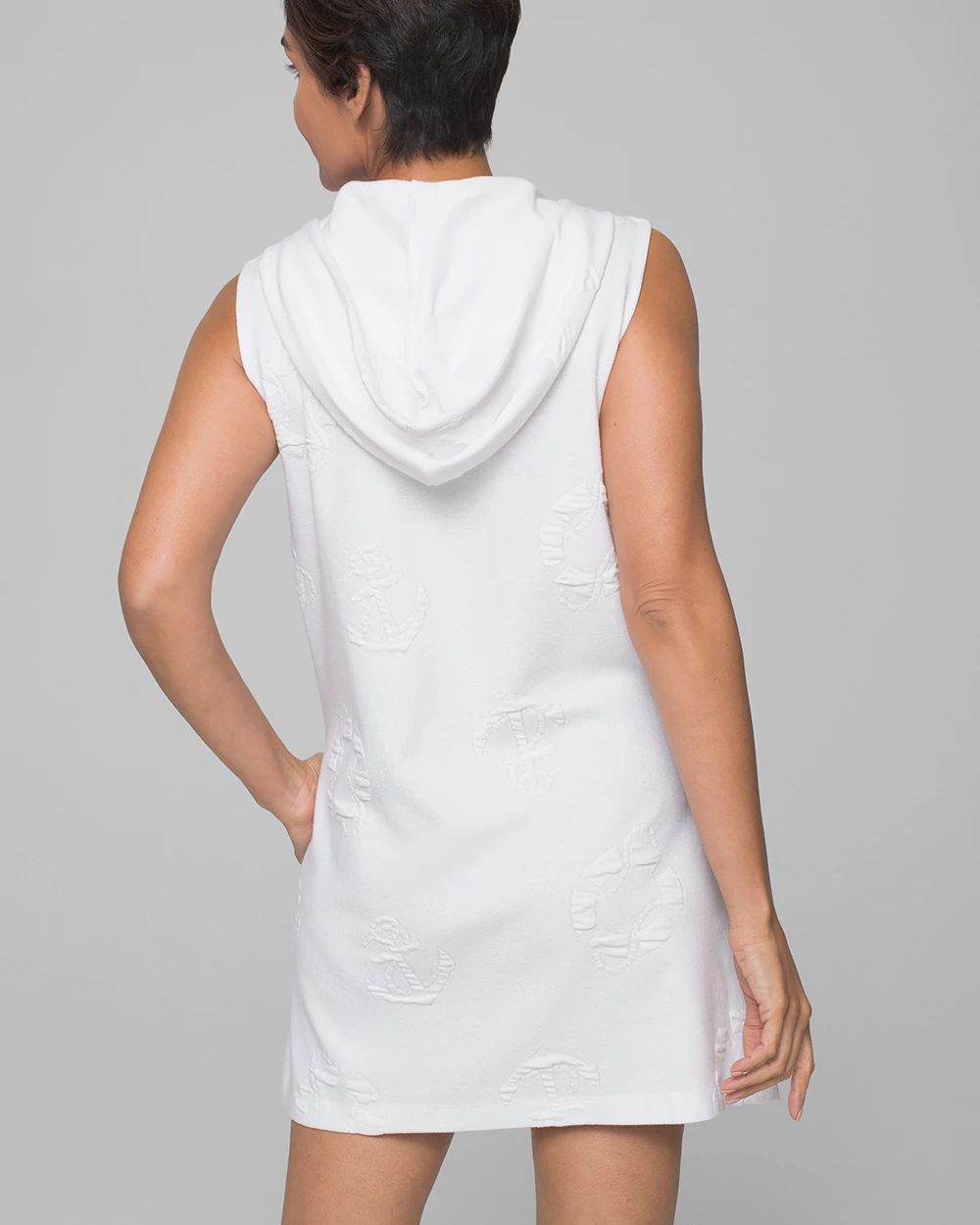 Sail Away Puff Zip Front Hoodie Dress Coverup