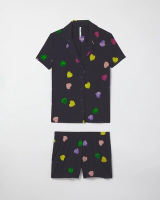 Short-Sleeve Notch Shorts Pajama Set