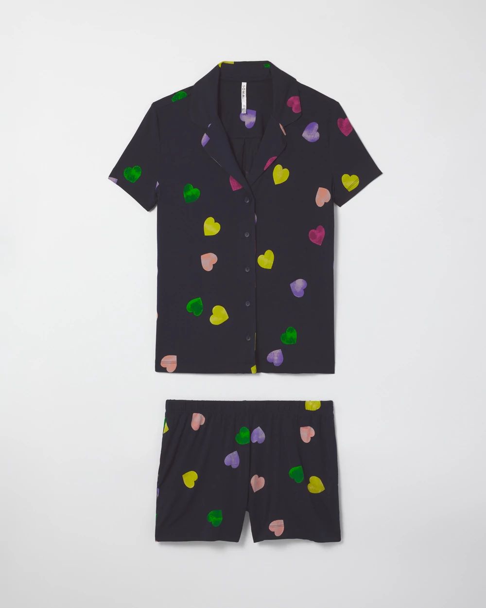 Short-Sleeve Notch Shorts Pajama Set