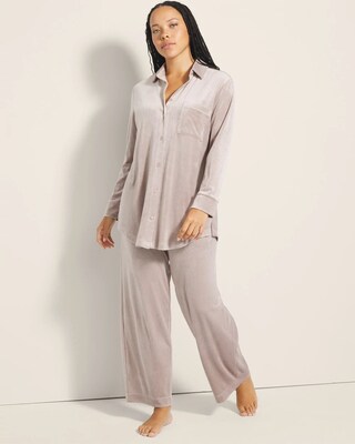 bed Long-Sleeve Notch Collar Pajama Top click to view larger image.