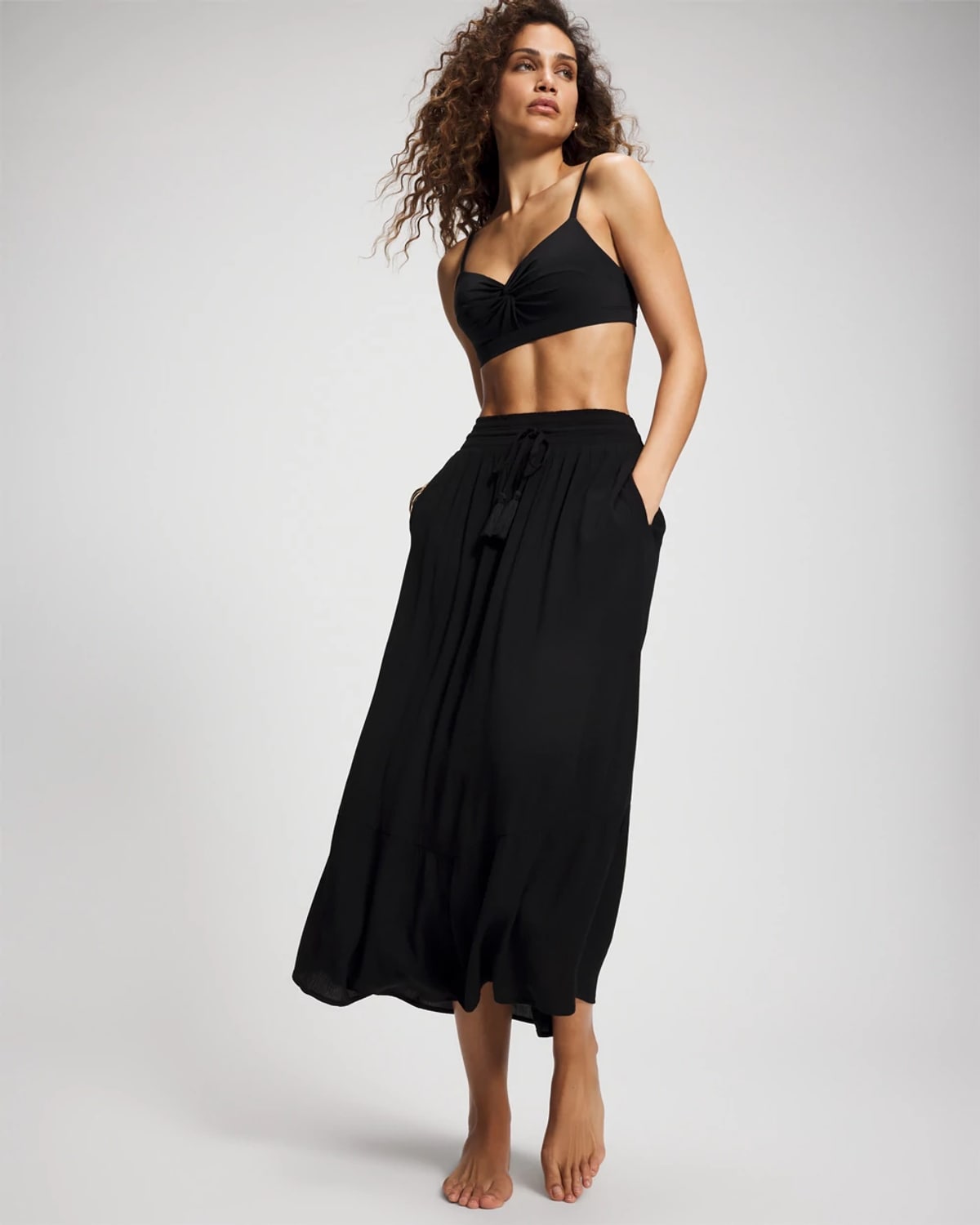 Women's Soma Swim Rayon Crepe Cover Up Skirt in Black size 2XL