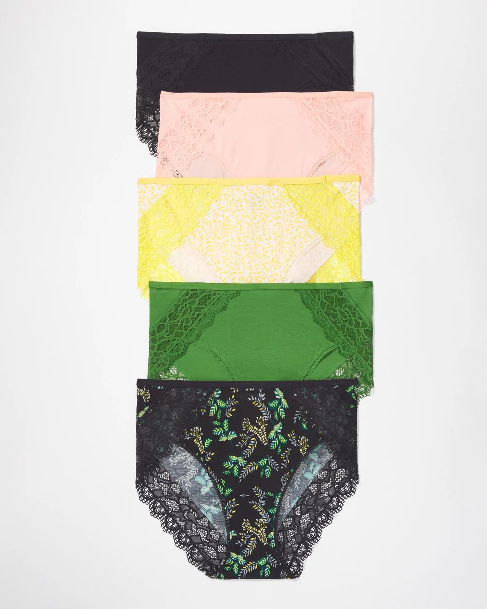 Embraceable High-Leg Panty with Enchanting Lace 5 Pack