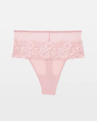 Romantic Lace High-Waist Thong Panty click to view larger image.