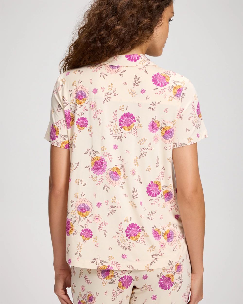 Cool Nights Short Sleeve Notch Collar Pajama Top
