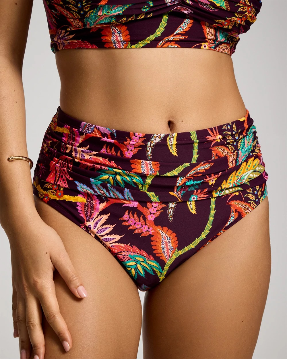 Ruched High-Waist Bikini Bottom