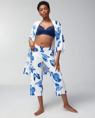 Wide-Leg Ruffle Cropped Pajama Pants