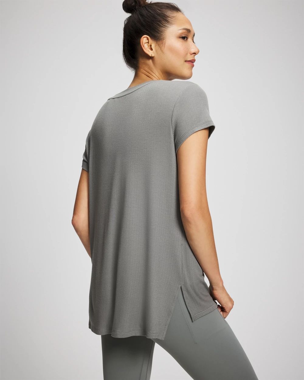 Rib Knit V-Neck Tee