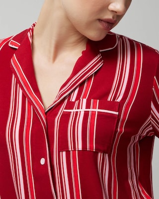 Long-Sleeve Notch Collar Pajama Top click to view larger image.