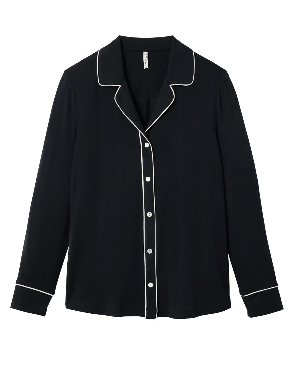 Long-Sleeve Notch Collar Pajama Top