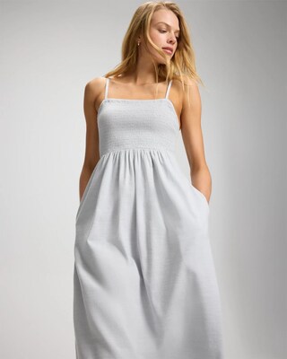 Beach Cotton Smocked Midi Dress click to view larger image.