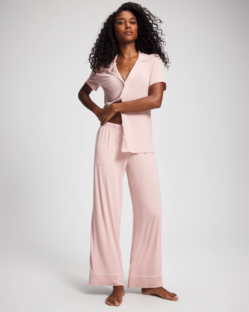 Cool Nights Solid Piped Pajama Pant