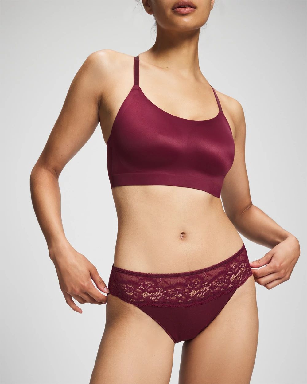 Vanishing Edge Cotton Blend Hipster Panty with Lace