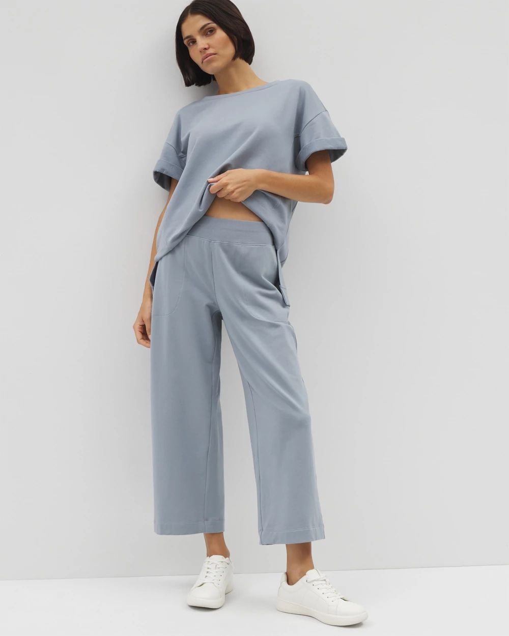 Essential Terry Wide Leg Crop Pant