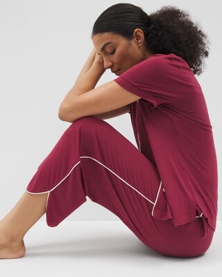 Solid Piped Crop Pajama Pant click to view larger image.