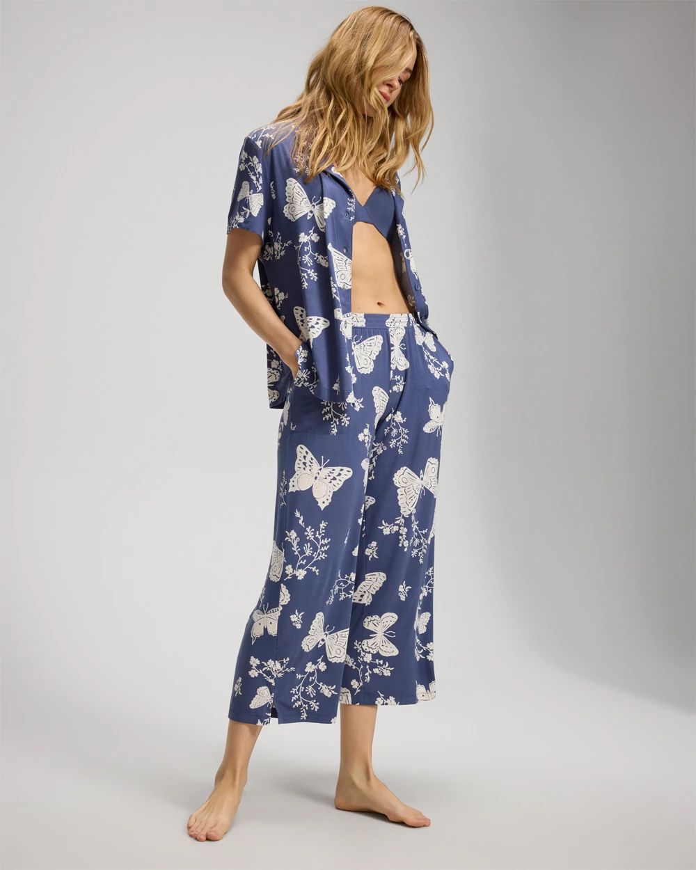 Cropped Pajama Pants click to view larger image.