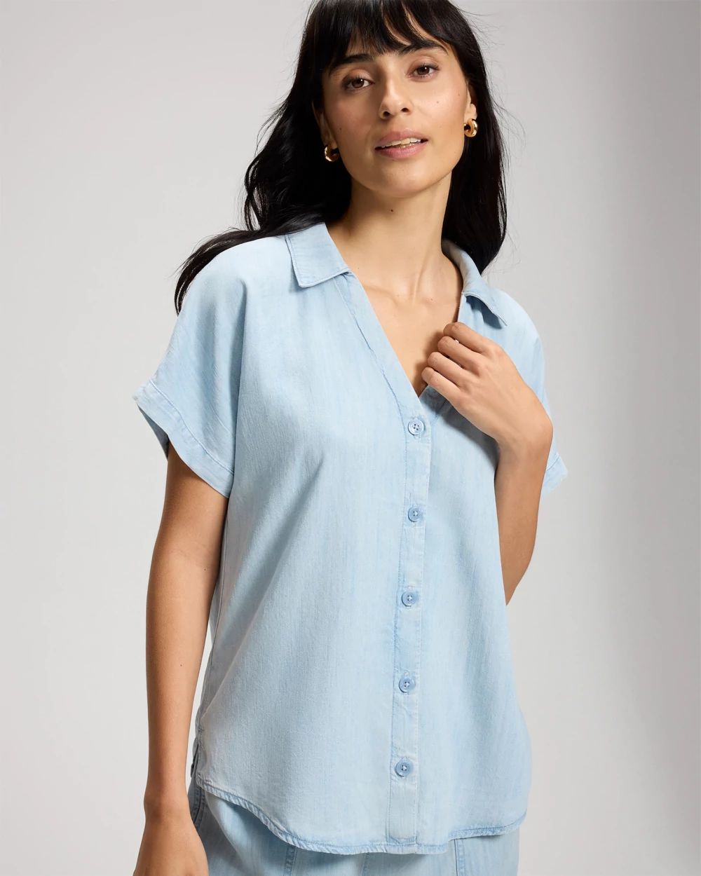 Chambray Relaxed Collared Shirt