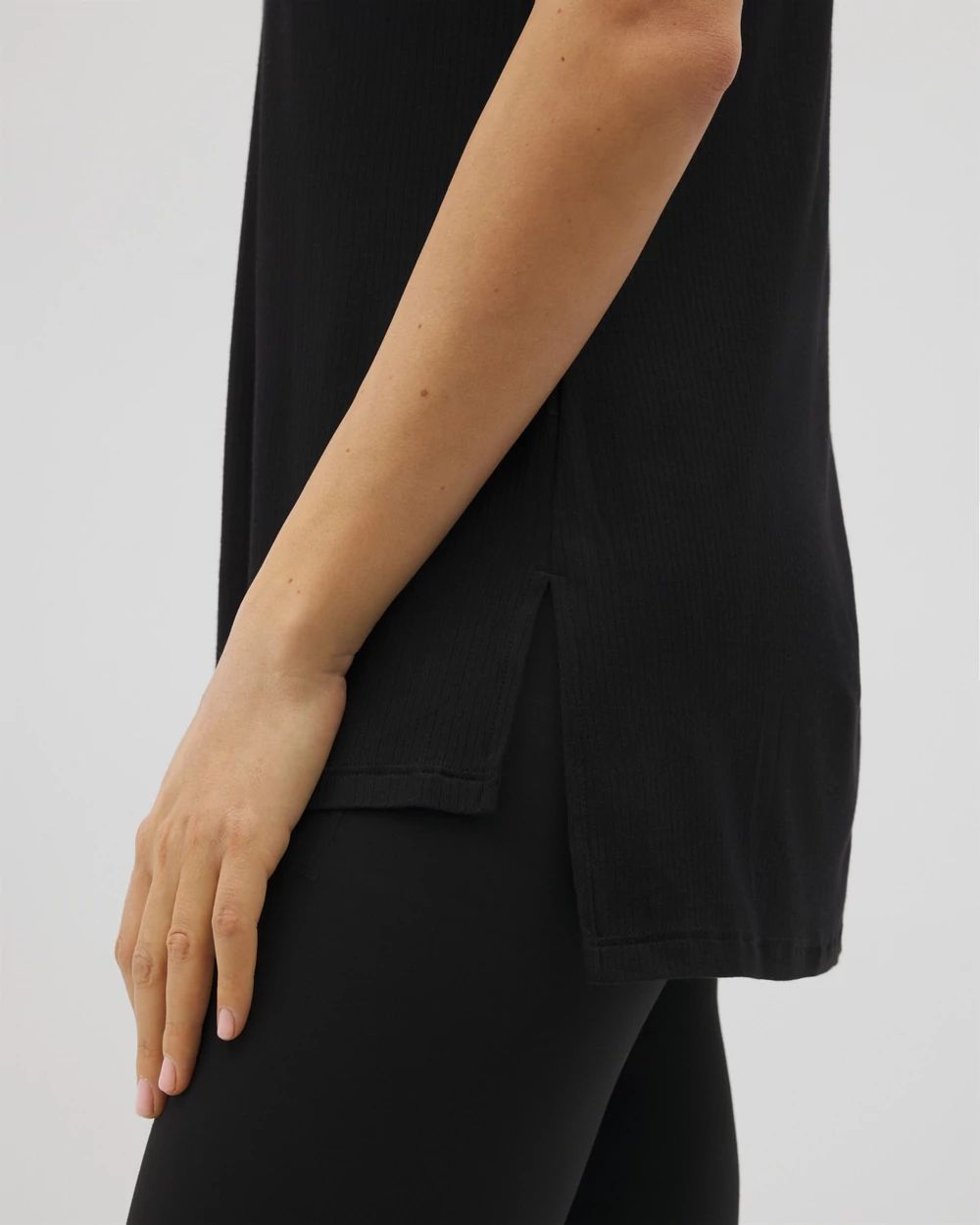 Rib Knit V-Neck Tee