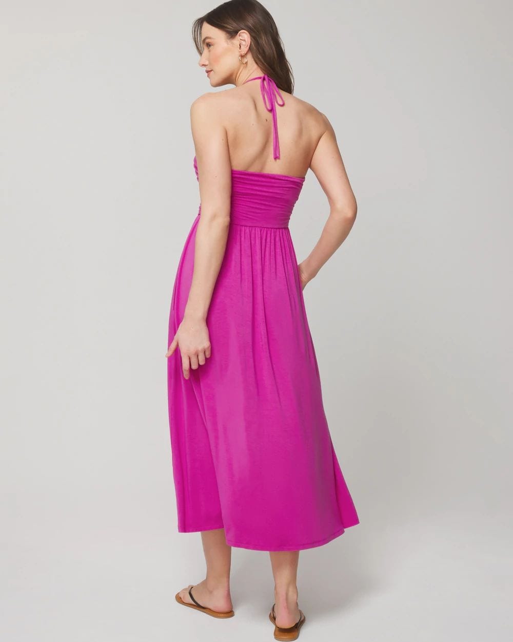 Soft Jersey Halter Tie Midi Bra Dress
