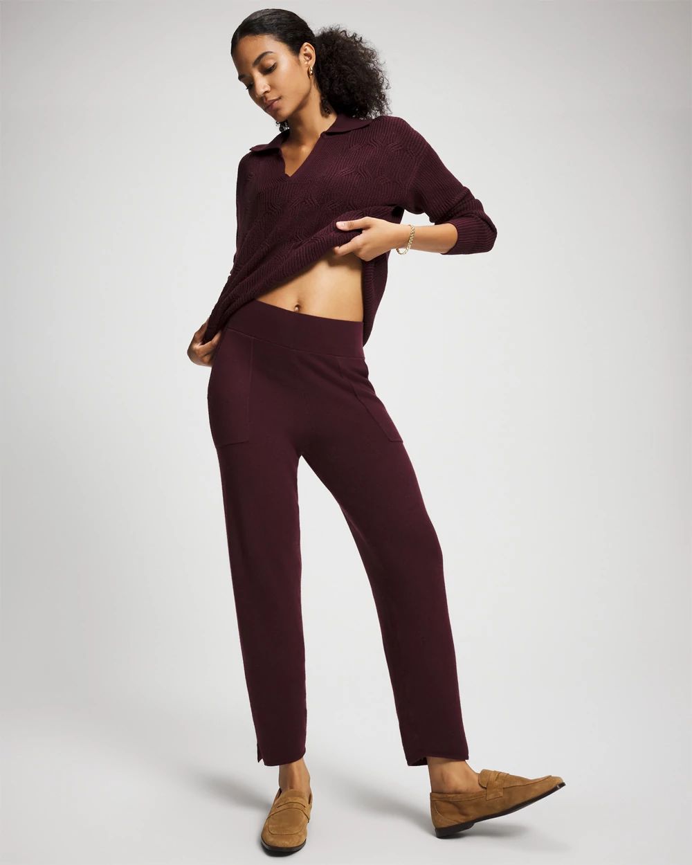 Recycled Yarn Straight Leg Ankle Pant