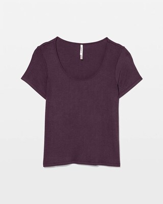 Lightweight Rib Knit Short Sleeve Pajama Tee click to view larger image.