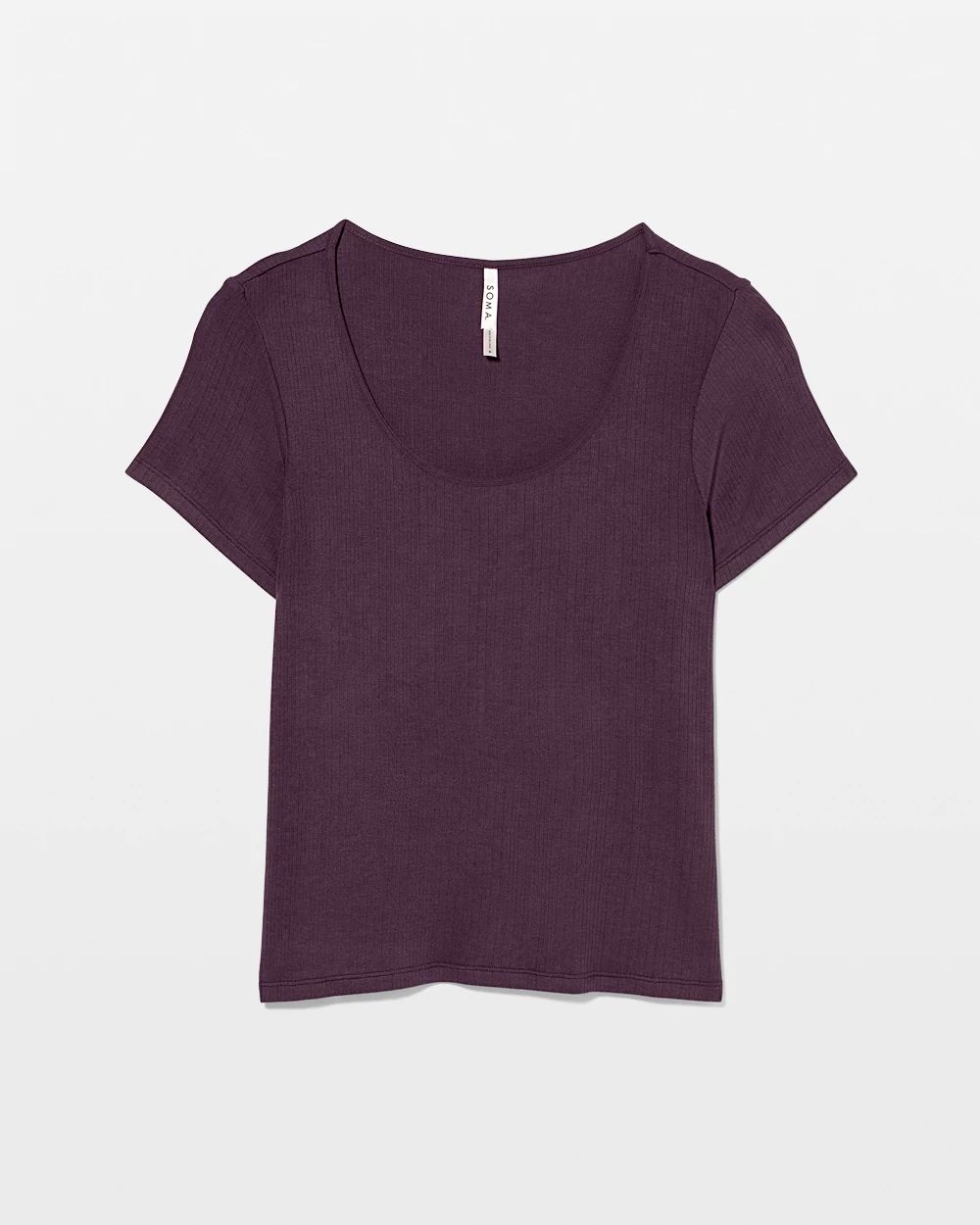 Lightweight Rib Knit Short Sleeve Pajama Tee