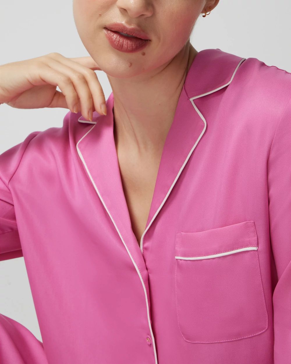 Long-Sleeve Notch Collar Pajama Top click to view larger image.