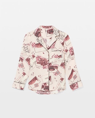 Long Sleeve Notch Collar Pajama Top click to view larger image.