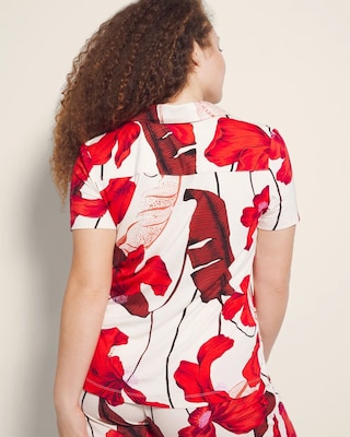 Short Sleeve Notch Collar Pajama Top click to view larger image.