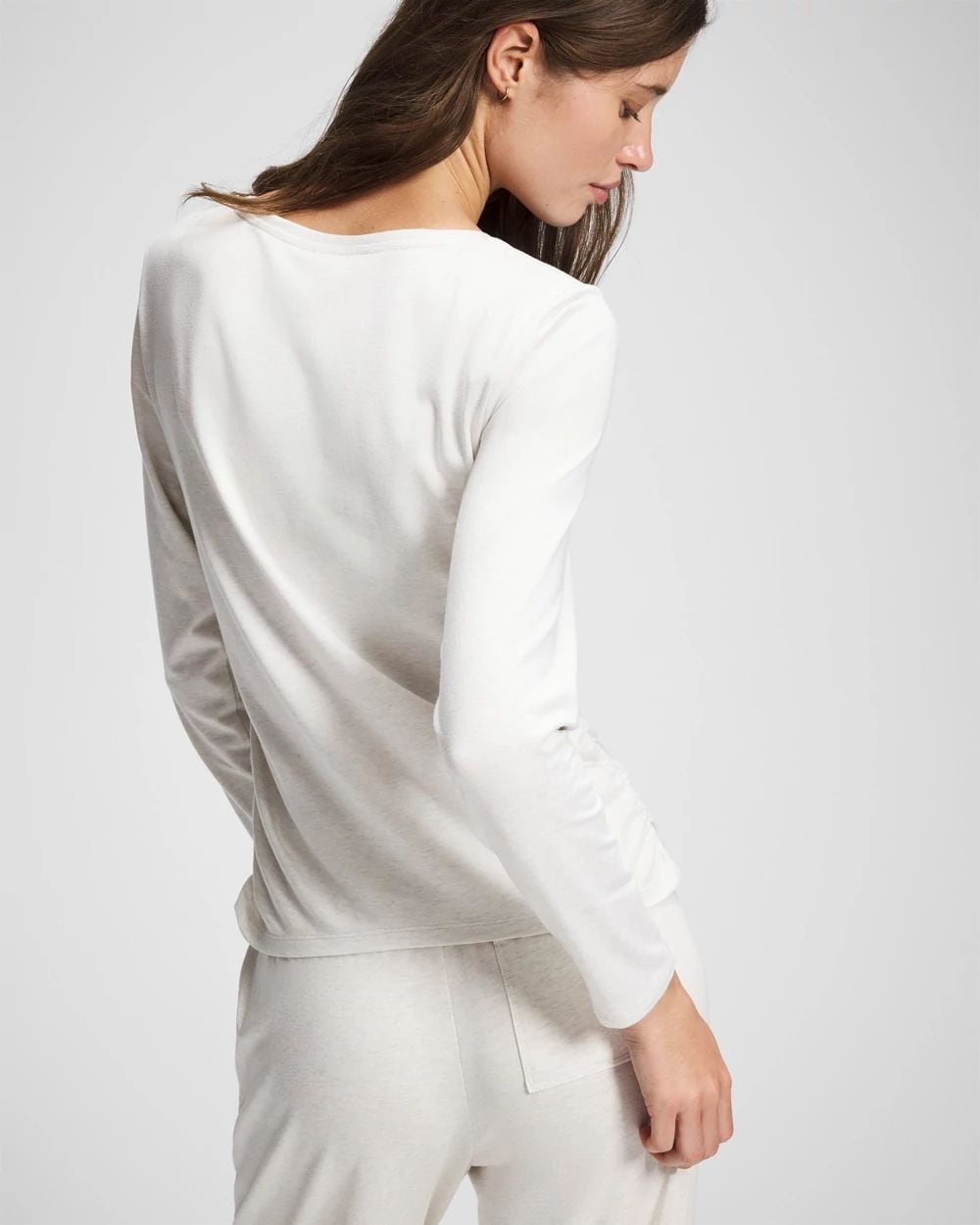 Most Loved Cotton Ruched Long Sleeve Pajama Tee