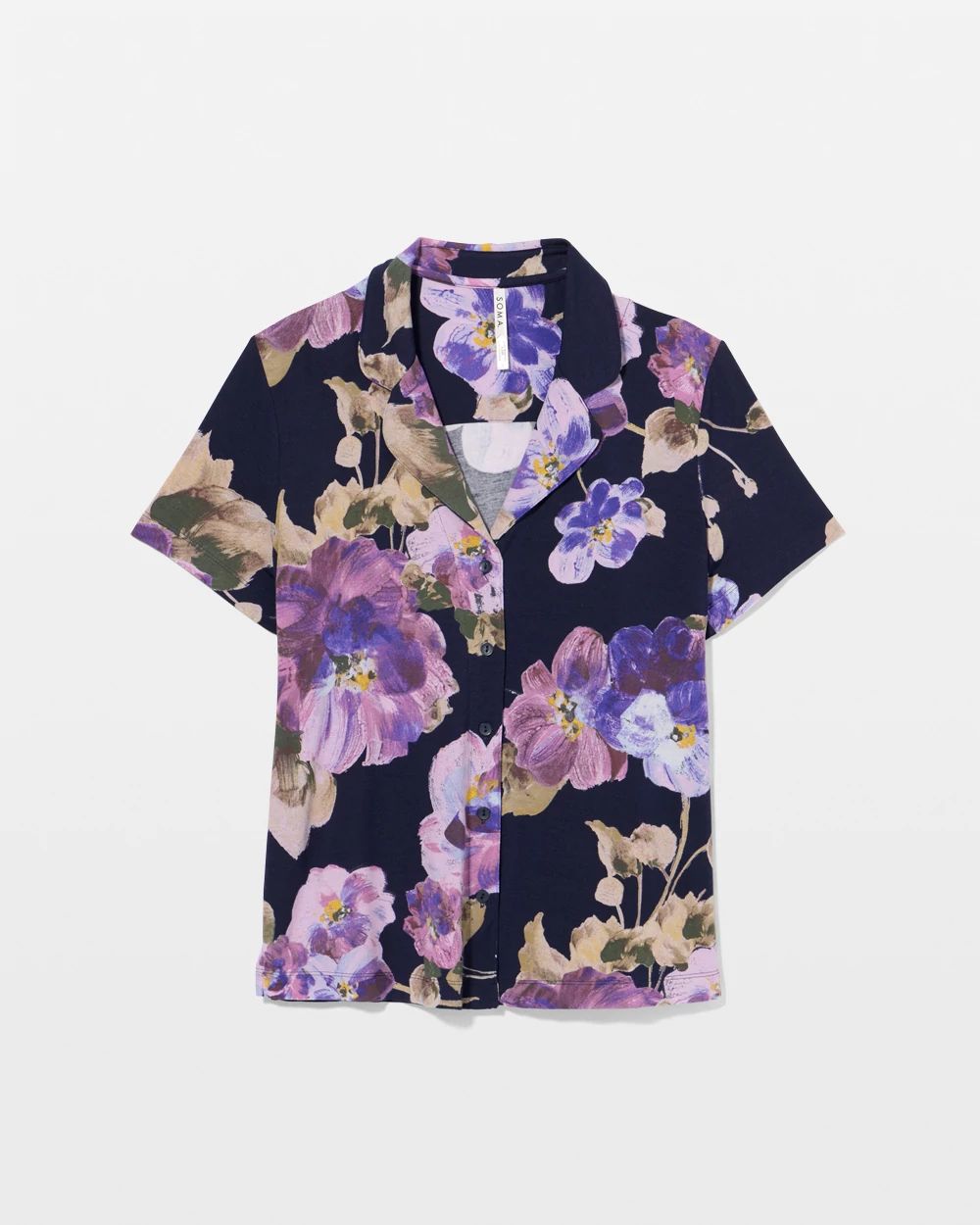 Short Sleeve Notch Collar Pajama Top click to view larger image.