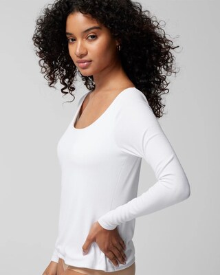 Long-Sleeve Scoop-Neck Bra Top