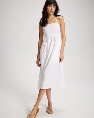 Beach Cotton Smocked Midi Dress