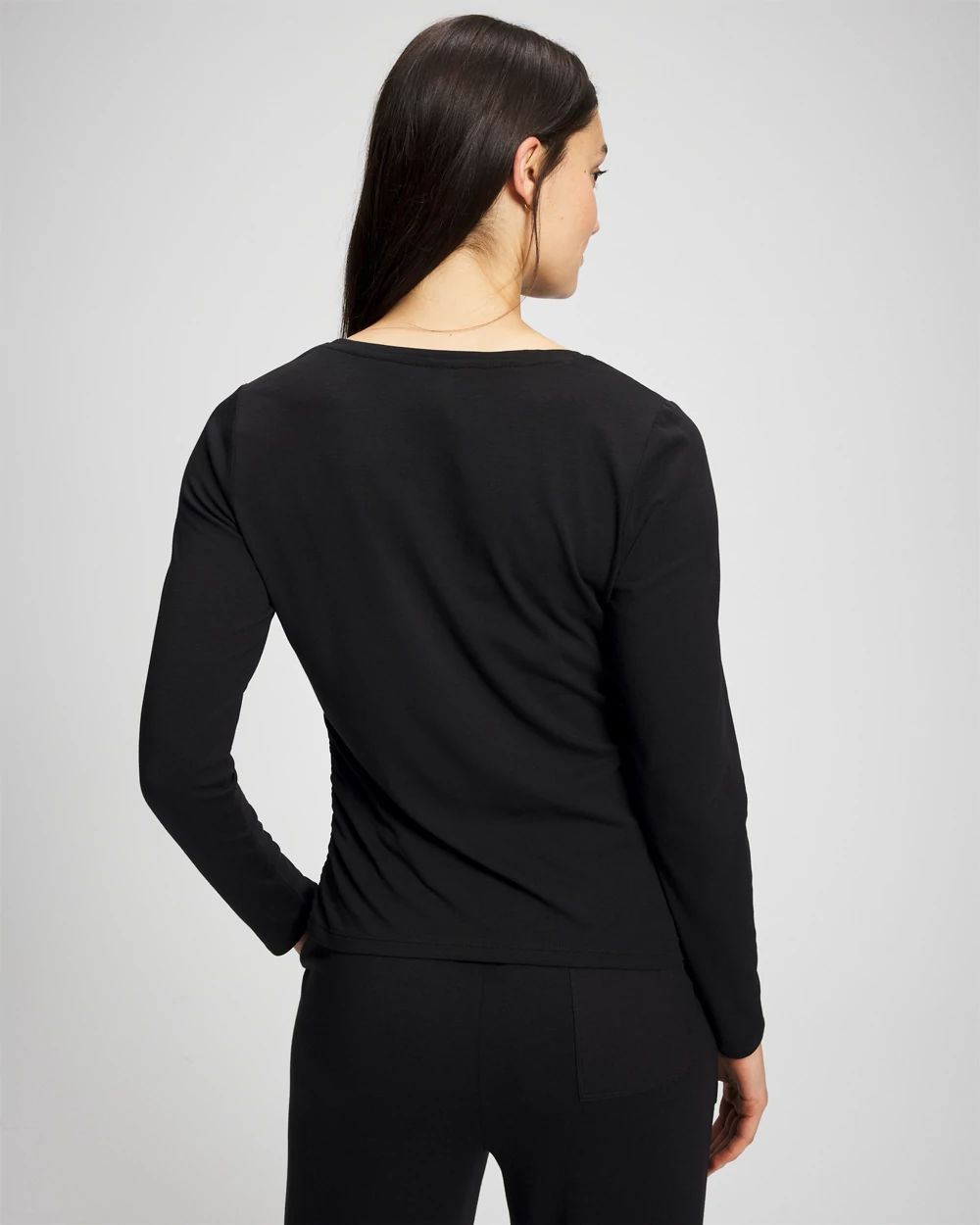 Most Loved Cotton Ruched Long Sleeve Pajama Tee