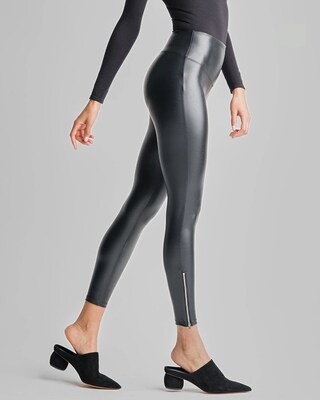 Faux Leather Leggings with Zipper