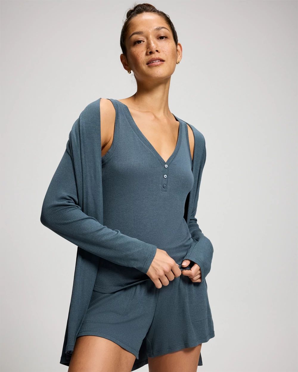 Lightweight Rib Knit Slim Fit Pajama Tank