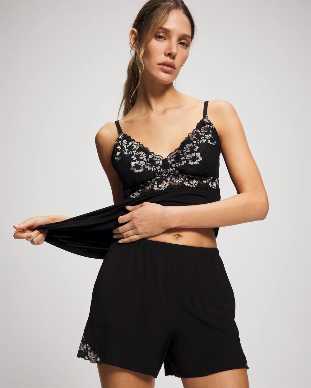 Cool Nights Lace Trim Shorts