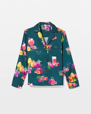 Long-Sleeve Notch Collar Pajama Top click to view larger image.